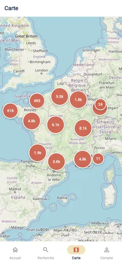 La carte des annonces dans l'application Studissimo