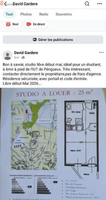 Studio à Champcevinel
