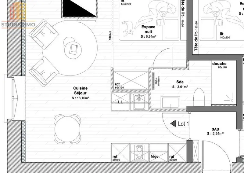 Studio 29m² Lyon 9e Vaise - À rénover, rue commerçante - Photo 1