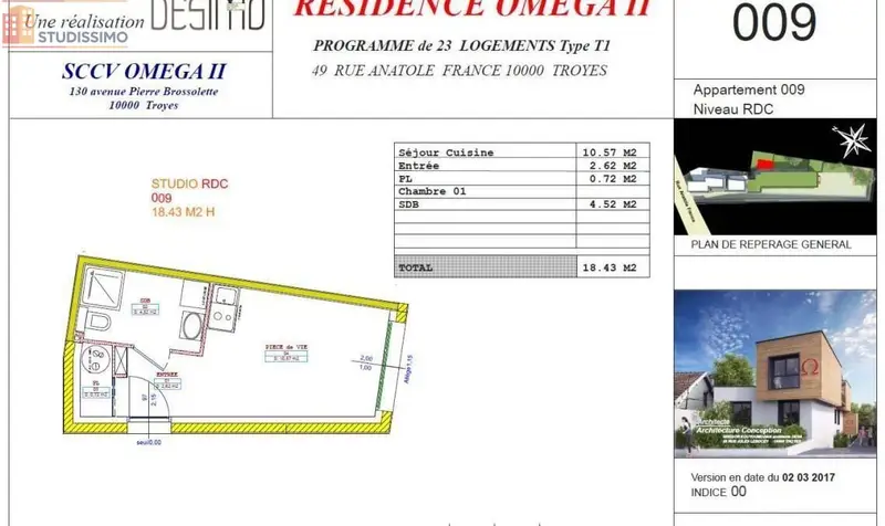 Studio 18m² Troyes - lumineux, DPE C - Photo 1