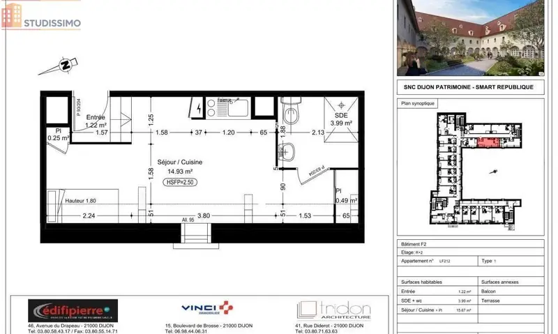 Studio 20m² Dijon 21000 - Photo 1