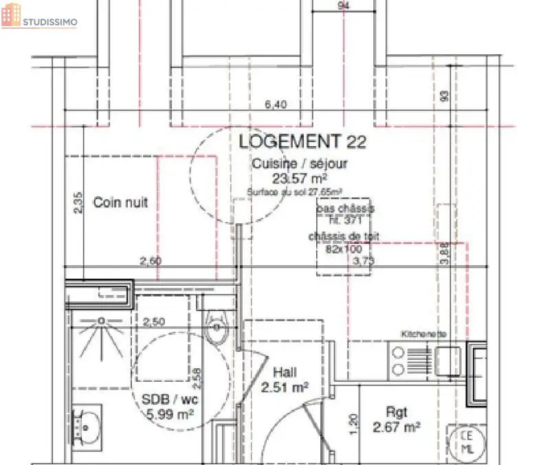 Studio 34m² Besançon - lumineux, étage 3 - Photo 1