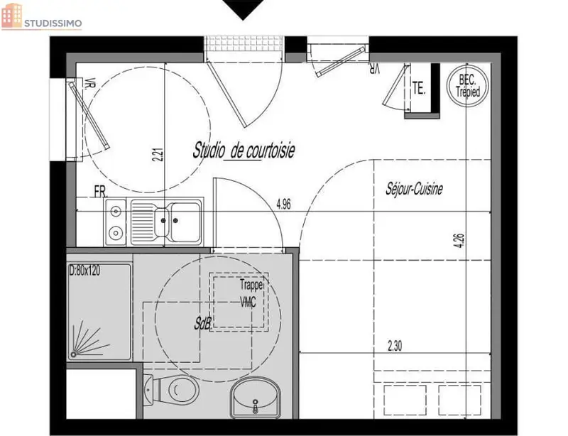 Studio meublé 19m² Besançon 25000 - Meublé, DPE C - Photo 10