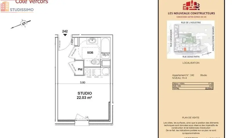 Studio 22m² Valence - DPE C - Photo 3
