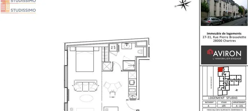Studio meublé 29m² Chartres - Meublé, lumineux - Photo 12