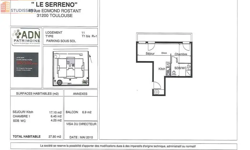 Studio 27m² Toulouse 31200 - DPE B - Photo 2
