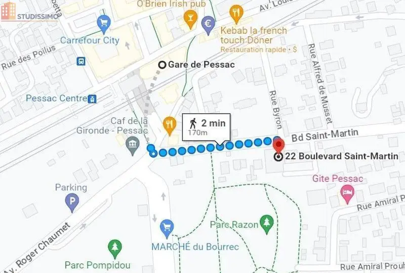 Studio meublé 28m² Pessac - 3e étage, meublé - Photo 1