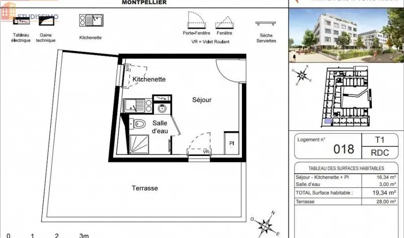 Studio 19m² Montpellier 34070 - Photo 1