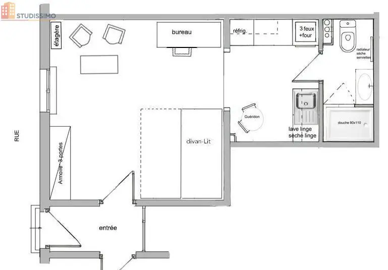 Studio meublé 26m² Bordeaux 33800 - Chauffage, internet inclus - Photo 1
