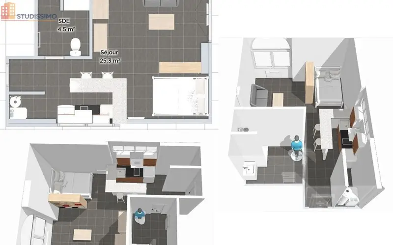 Studio meublé 33m² Bordeaux centre - RDC, grand espace - Photo 1