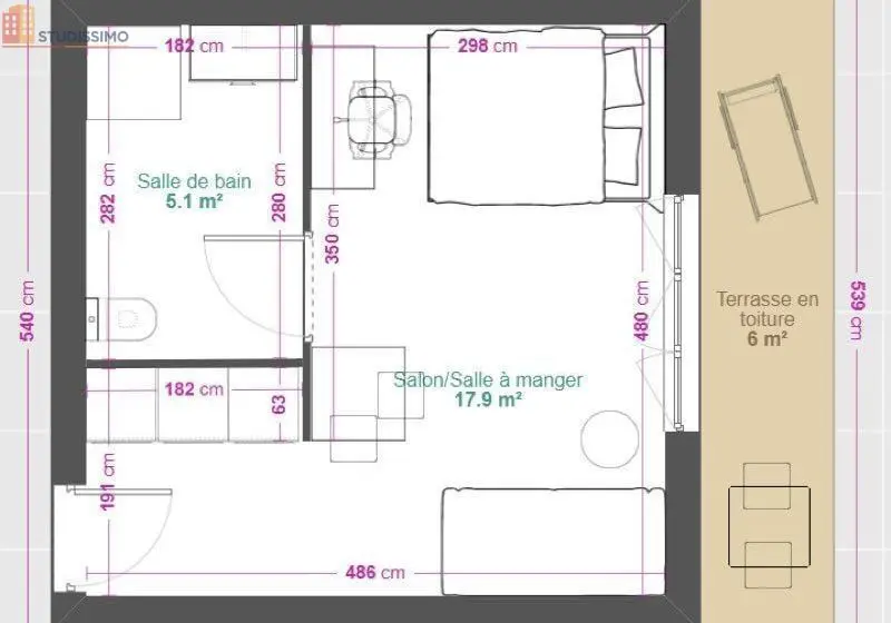 Studio 23m² Castelnau-le-Lez - Terrasse, parking privatif - Photo 1