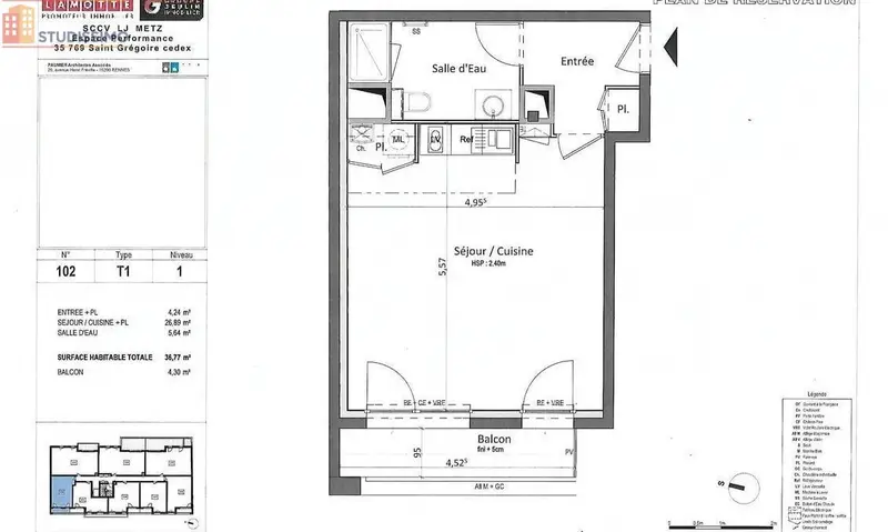 Studio meublé 36m² Rennes - Grand, balcon, résidence récente - Photo 8