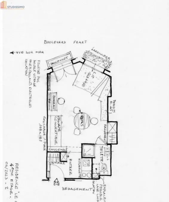 Studio meublé 27m² Dinard - Pour étudiant, lumineux - Photo 1
