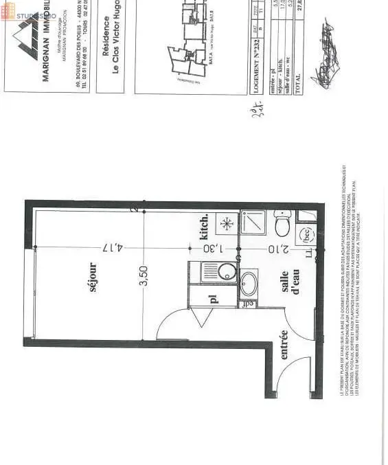 Studio 27m² Tours 37000 - DPE B, lumineux - Photo 1
