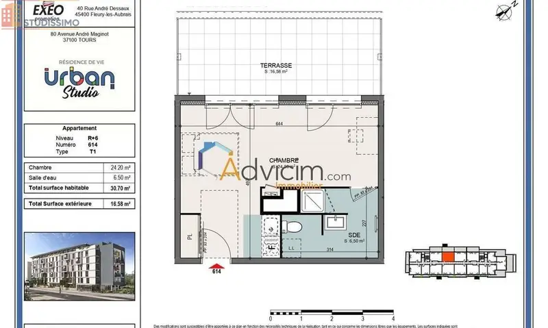 Studio 21m² Tours 37000 - Photo 1