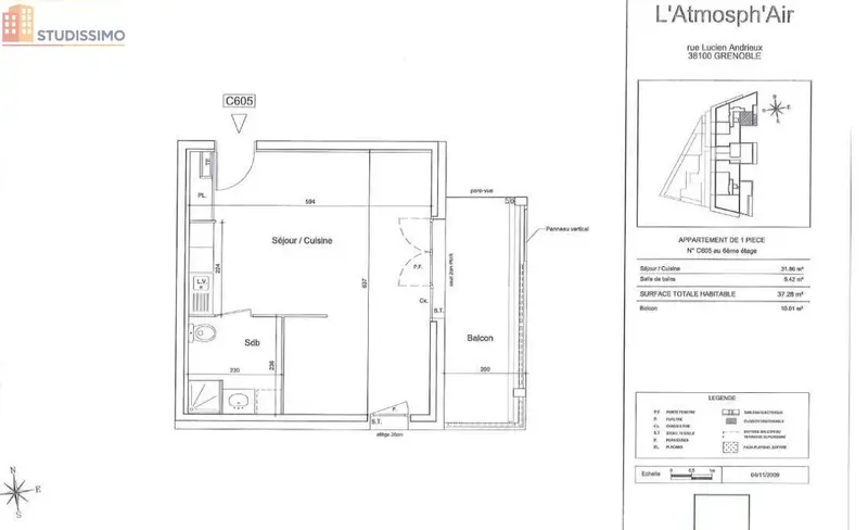 Studio 38m² Grenoble 38100 - Étage élevé, DPE C - Photo 23