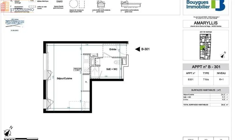 Studio 35m² Nantes 44300 - Photo 19