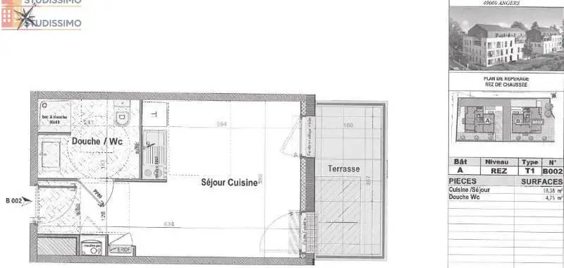 Studio 23m² Angers 49000 - Photo 2