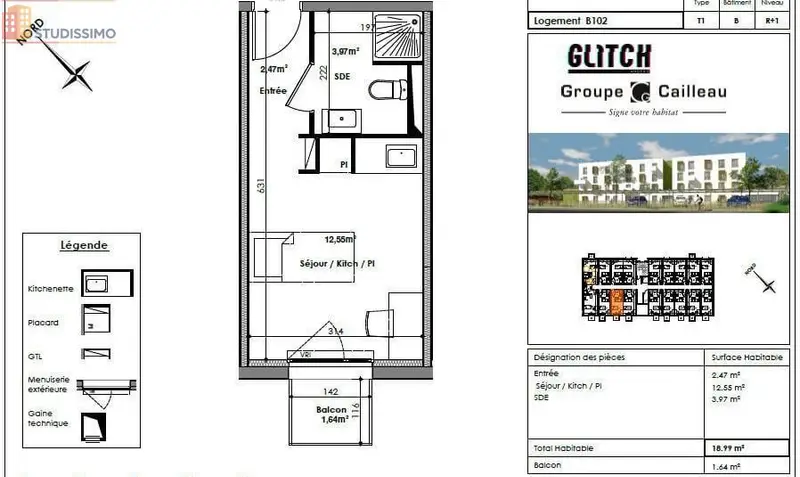 Studio meublé 18m² Angers 49000 - Meublé, DPE C - Photo 19