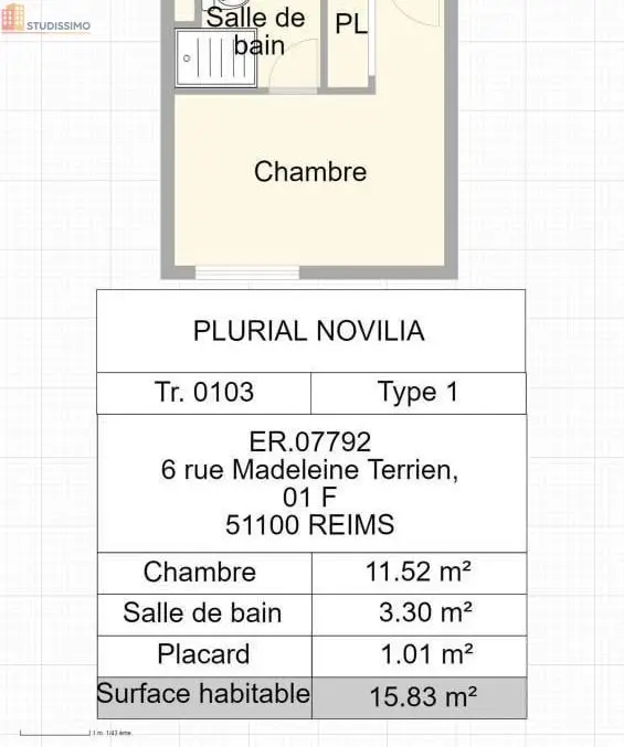 Studio 15m² Reims 51100 - Photo 2
