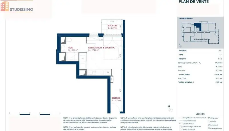 Studio 24m² Laval - Lumineux - Photo 1