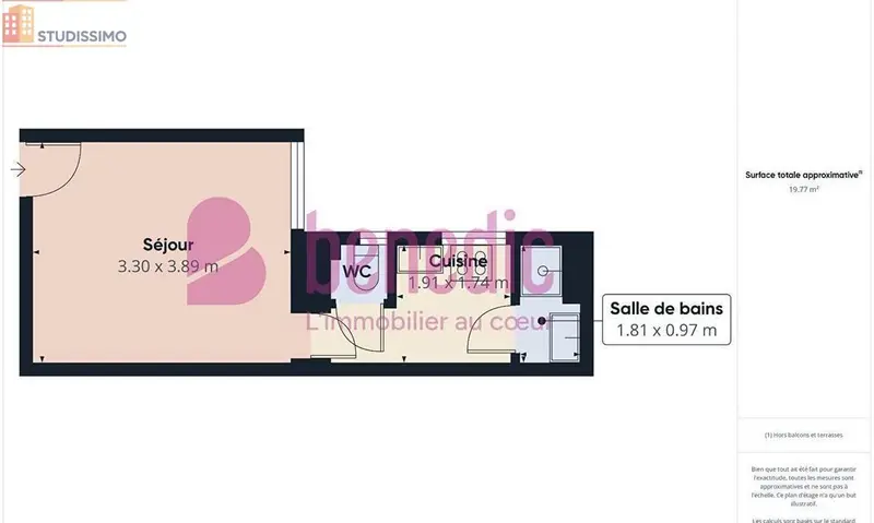 Studio meublé 19m² Nancy 54100 - Meublé, 1 pièce - Photo 1