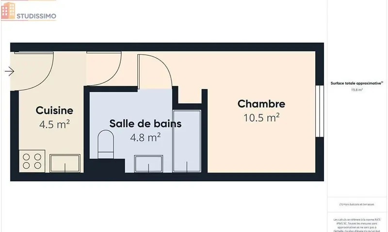 Studio 20m² Vandoeuvre-lès-Nancy - 2e étage - Photo 4