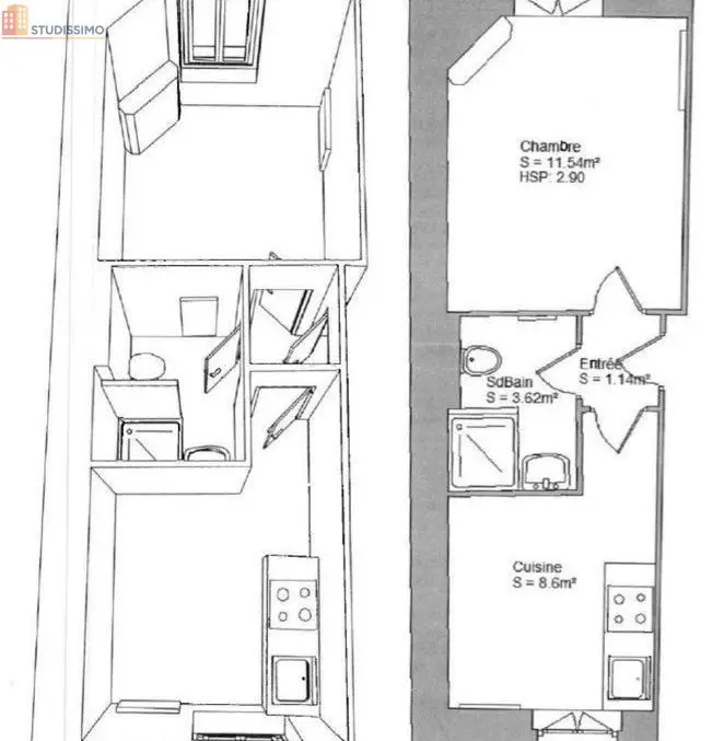 Studio meublé 25m² Nancy 54000 - Meublé, DPE D - Photo 1
