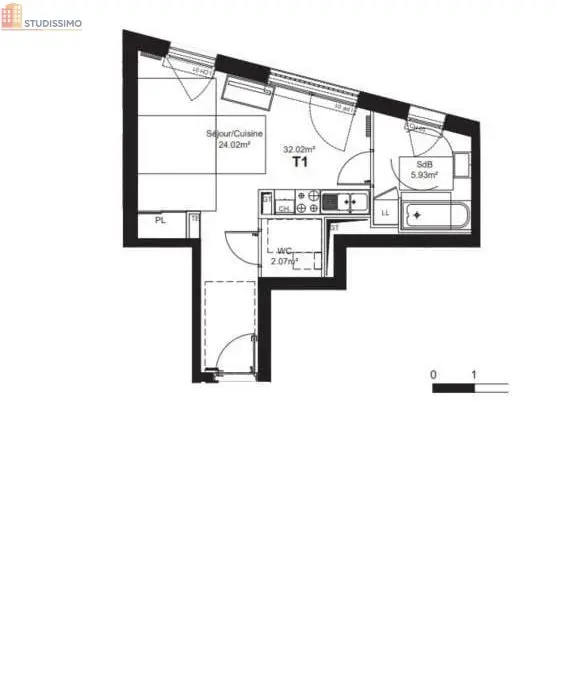 Studio 32m² Valenciennes - Lumineux, DPE C - Photo 1