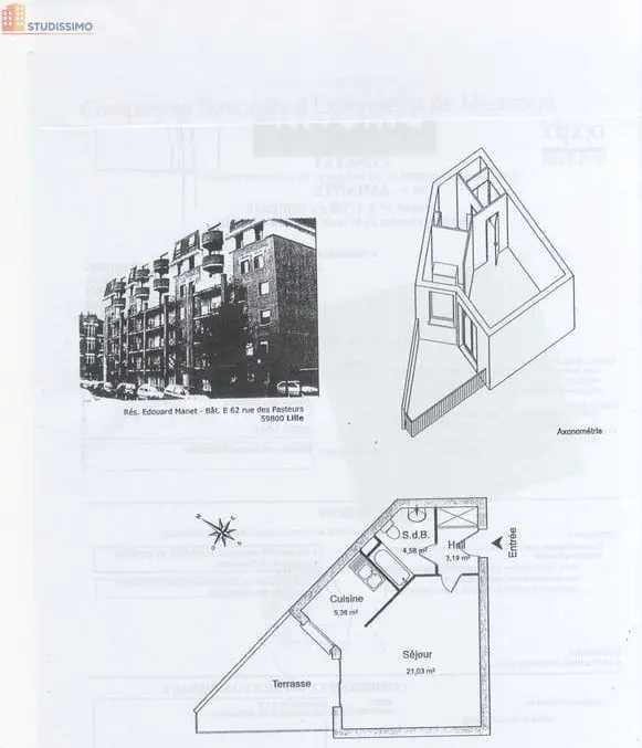 Studio meublé 34m² Lille Vauban - Terrasse privée, lumineux - Photo 1