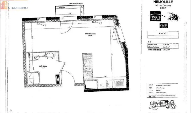 Studio 29m² Lille - lumineux, DPE B - Photo 2
