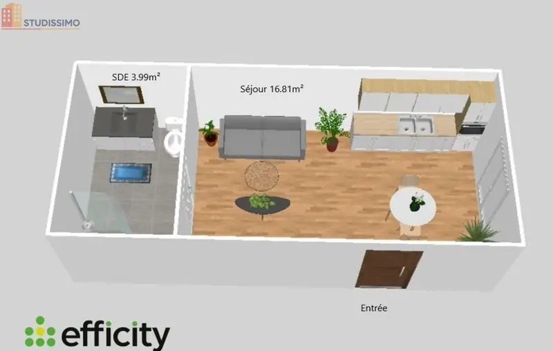 Studio 20m² Digne-les-Bains - lumineux, au 1er étage - Photo 1