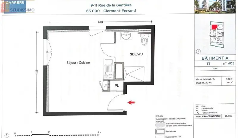 Studio 25m² Clermont-Ferrand 63000 - Photo 1