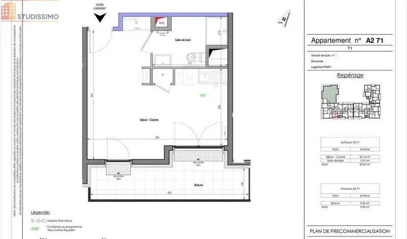 Studio 30m² Clermont-Ferrand - DPE A, lumineux - Photo 1