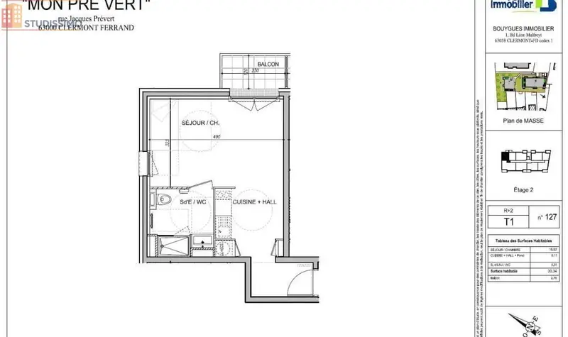 Studio 30m² Clermont-Ferrand 63000 - Photo 1