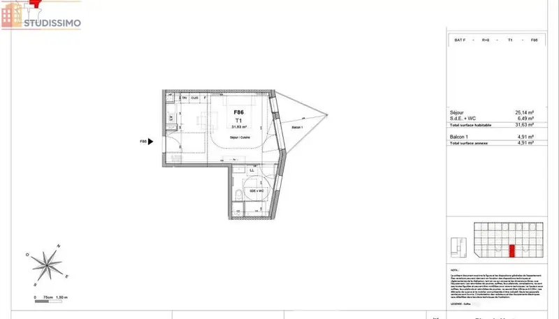 Studio 31m² Clermont-Ferrand 63000 - Photo 1