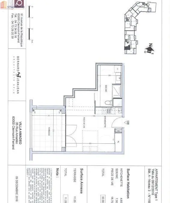 Studio 31m² Clermont-Ferrand - Terrasse 11m², hyper centre - Photo 1