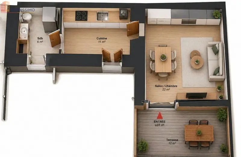 Studio 39m² Périgueux - DPE D, lumineux - Photo 2