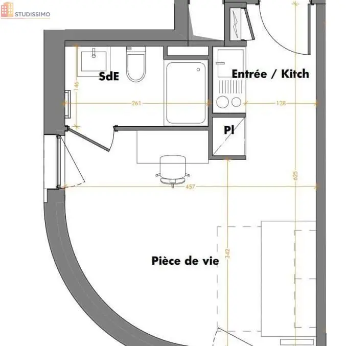Studio meublé 24m² Mulhouse 68100 - Meublé, DPE C - Photo 1