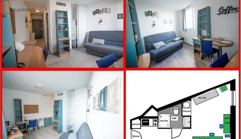 Studio meublé 19m² Clermont-Ferrand 63000 - Étage élevé, lumineux - Photo 2