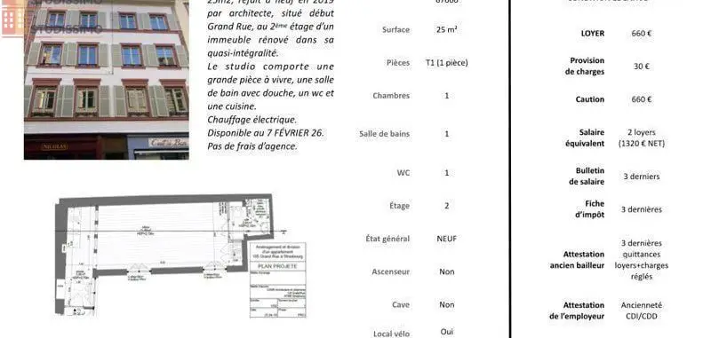 Studio 25m² Strasbourg centre-ville - Photo 1