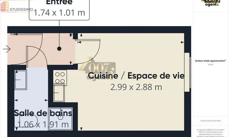 Studio 14m² Aix-les-Bains - Meublé, au 3e étage - Photo 3