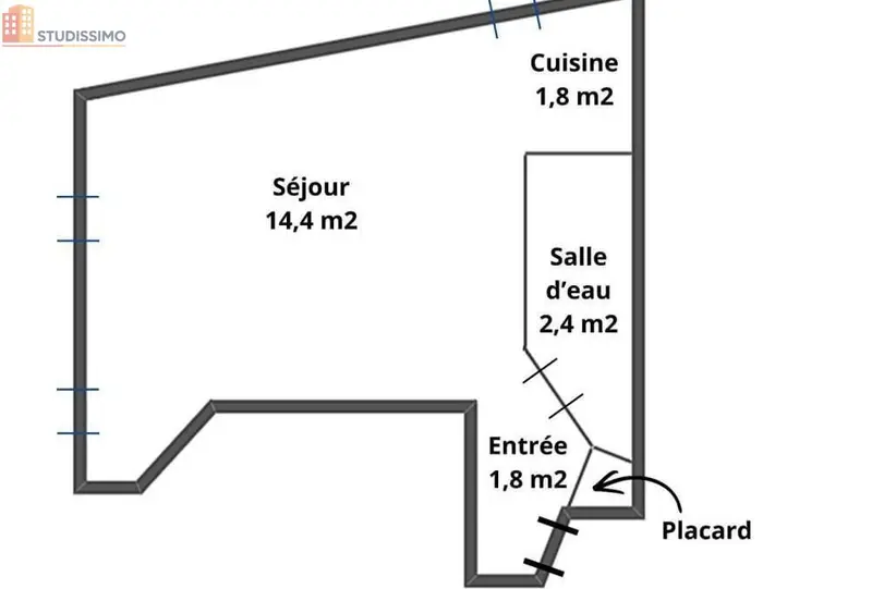 Studio 21m² Tours centre - 2e étage, lumineux - Photo 1