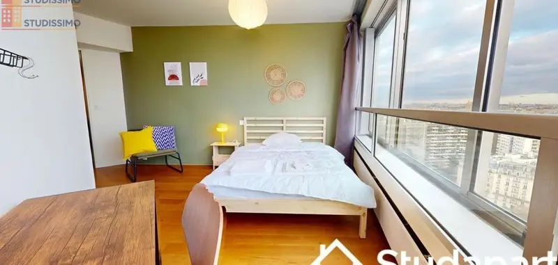 Studio meublé 12m² Paris 15e - Étage élevé, lumineux - Photo 2