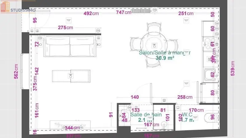 Studio 34m² Saint-Chamond - 1er étage, lumineux - Photo 2