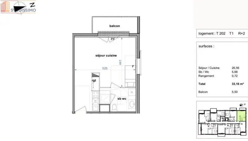 Studio 33m² Maromme - Lumineux, 2e étage - Photo 2