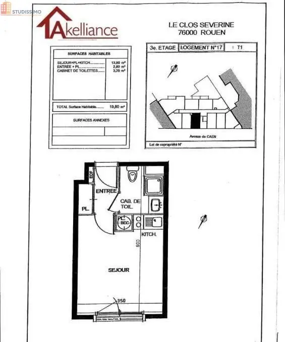 Studio 19m² Rouen 76000 - Photo 1