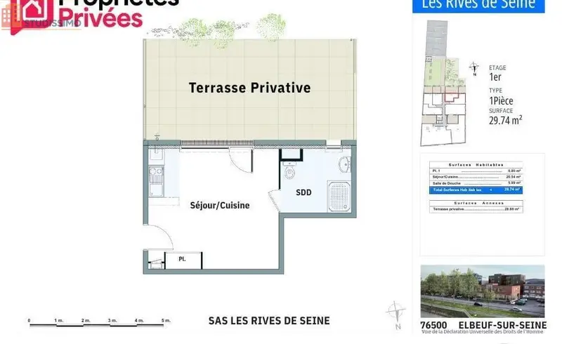 Studio 29m² Elbeuf - DPE C, lumineux - Photo 1