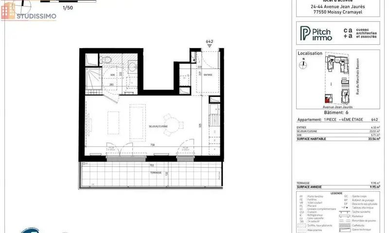 Studio 33m² Moissy-Cramayel - lumineux, calme - Photo 1