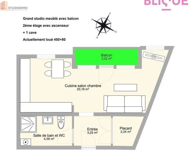Studio 29m² Vandoeuvre-lès-Nancy - 2e étage, DPE D - Photo 7